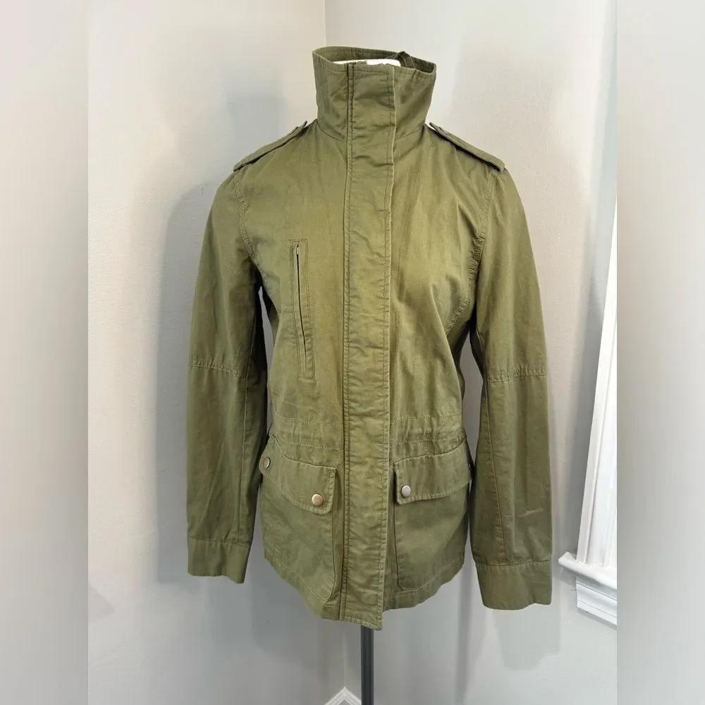 Love Tree Utility Jacket Women’s Size S Army Green Drawstring Waist EUC